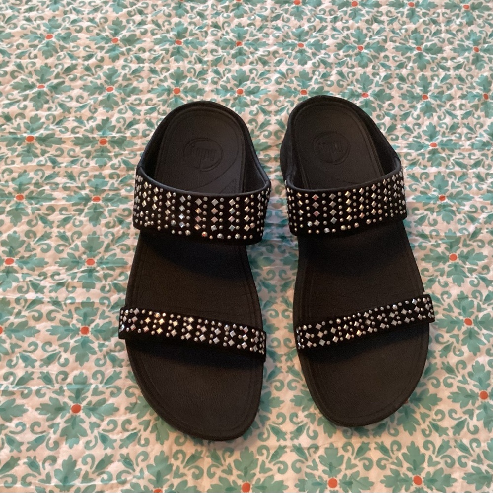 Fitflop Black Sandals with Rhinestone Accents size 10 in EUC smoke/pet free home
